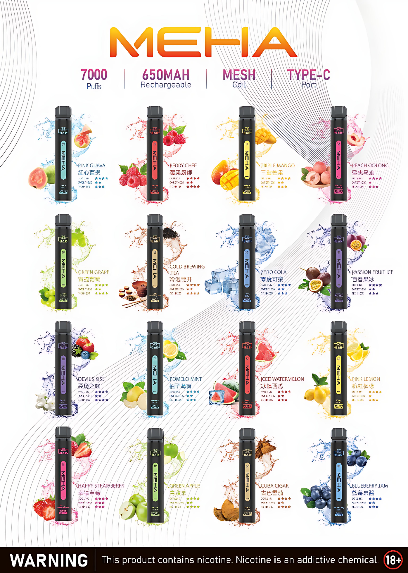 Meha 7000 puffs拋棄式電子煙 Meha 7000 puffs拋棄式電子煙